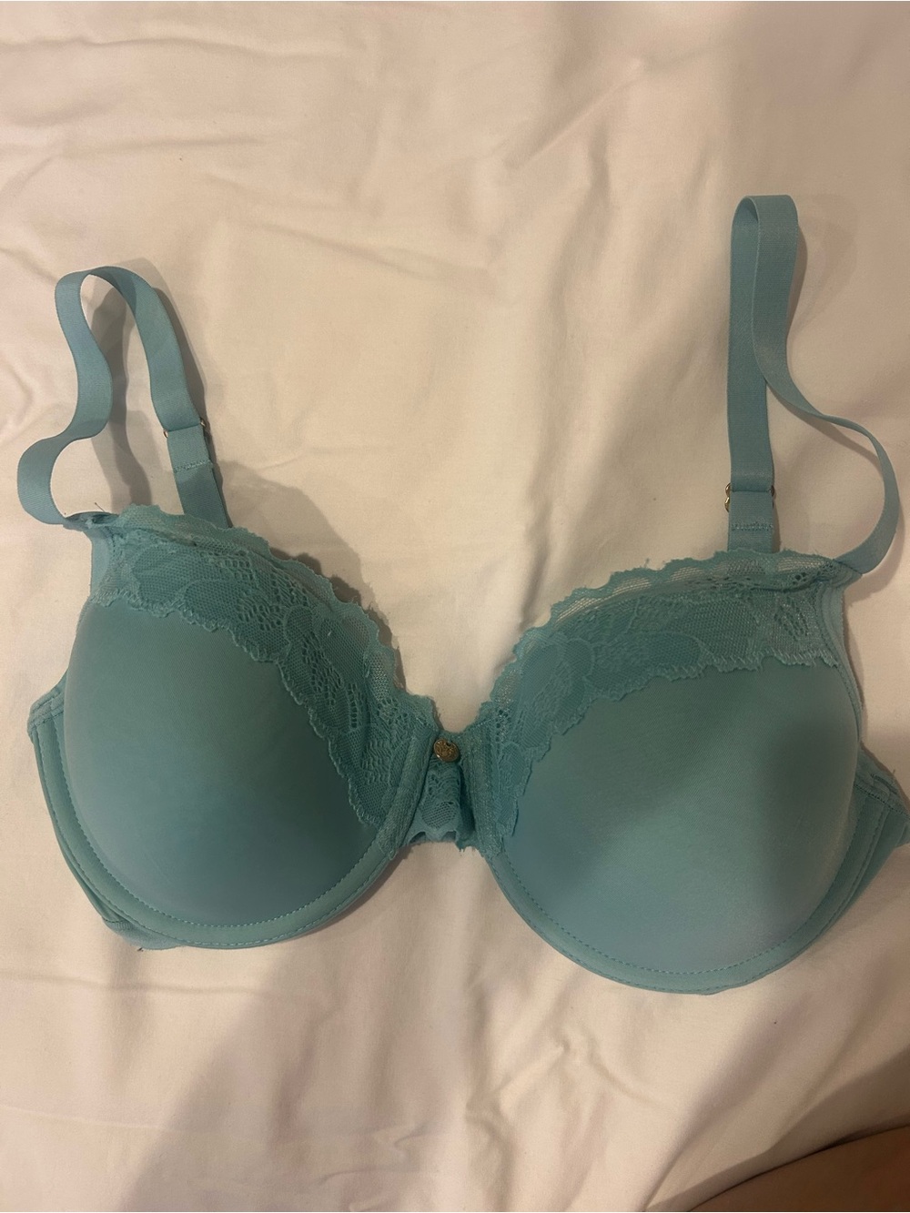 Natori Light Teal Lace-Trim Underwire Bra